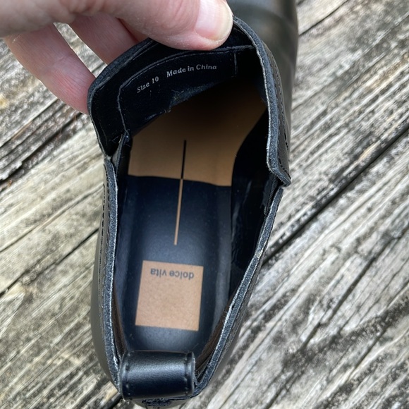 Dolce Vita Tamy leather booties boots Onyx Black pull on small heel 10 - Picture 8 of 11